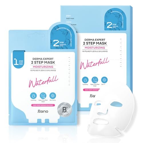Bano Derma Expert 2 Step Moisturizing Face Mask – 2 in 1 Hydrating Sheet & Sleeping Mask with Hyaluronic Acid, Ceramide & Niacinamide | Supports Skin Barrier & Glow | Korean Skincare | 7 Sheets - görsel 2