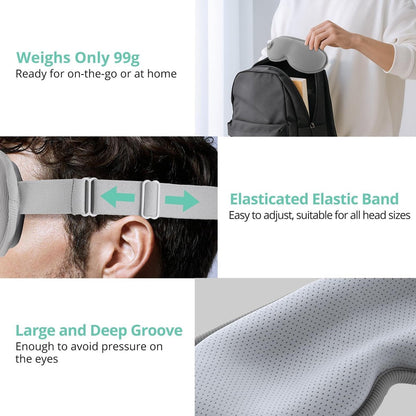 VINTEAM Cordless Heated Eye Mask – 3D Design with Adjustable Heat & Timer, Lightweight for Eye Fatigue Relief, Men & Women (Grey) Avelisse
