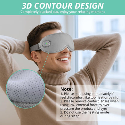 VINTEAM Cordless Heated Eye Mask – 3D Design with Adjustable Heat & Timer, Lightweight for Eye Fatigue Relief, Men & Women (Grey) Avelisse