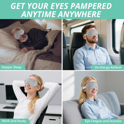 VINTEAM Cordless Heated Eye Mask – 3D Design with Adjustable Heat & Timer, Lightweight for Eye Fatigue Relief, Men & Women (Grey) Avelisse