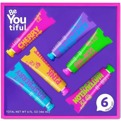 BeYoutiful Hand Lotion Set for Teens - 6 Fruity Travel Size Creams, Vegan Dry Skin Moisturizer with Shea Butter, Gift for Girls Avelisse