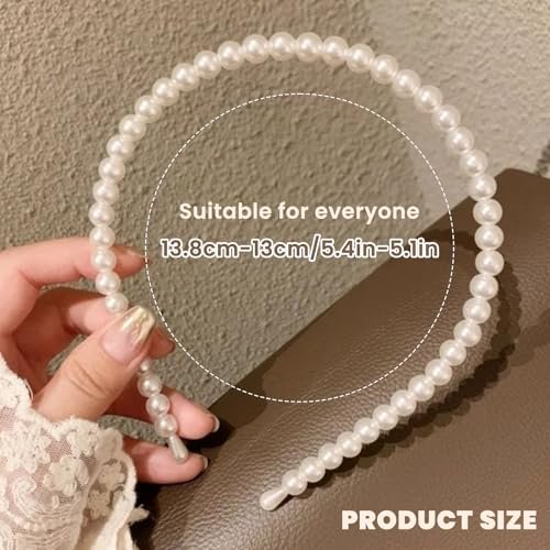 YONOY Pearl Headbands for Women - White Faux Pearl Hair Accessories, 6 Pack, Dainty Bling Hairbands for Wedding Events - görsel 12