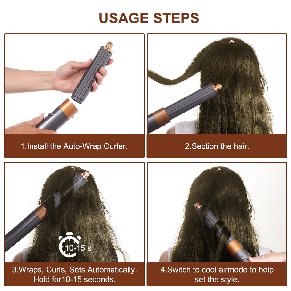 40mm/1.6in Long Barrel Attachment for Dyson Airwrap HS01 HS05 HS08 - Adjustable Bidirectional Curling for Bouncy Curls or Waves Avelisse