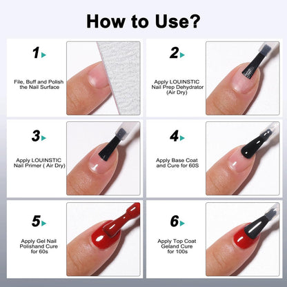 LOUINSTIC Acid-Free Nail Primer 15ml - Hema-Free Nail Prep for UV Gel, Builder Gel, Gel Polish & Acrylic Nails - No-Burn & No-Lift - Quick Air Dry, Low-Odor, Low-Irritant, Salon & Home Use