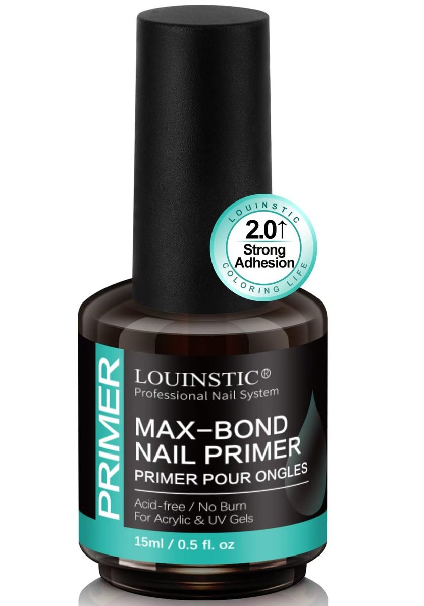 LOUINSTIC Acid-Free Nail Primer 15ml - Hema-Free Nail Prep for UV Gel, Builder Gel, Gel Polish & Acrylic Nails - No-Burn & No-Lift - Quick Air Dry, Low-Odor, Low-Irritant, Salon & Home Use - görsel 1