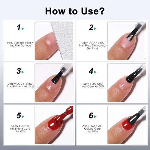 LOUINSTIC Acid-Free Nail Primer 15ml - Hema-Free Nail Prep for UV Gel, Builder Gel, Gel Polish & Acrylic Nails - No-Burn & No-Lift - Quick Air Dry, Low-Odor, Low-Irritant, Salon & Home Use - görsel 16