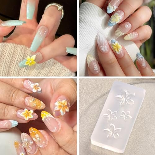Furtherpretty 3PCS Nail Art Silicone Molds Set - Clear 3D Plumeria Flower & Ocean Seashell Nail Charm Molds with Carving Pen for DIY Manicure - görsel 12