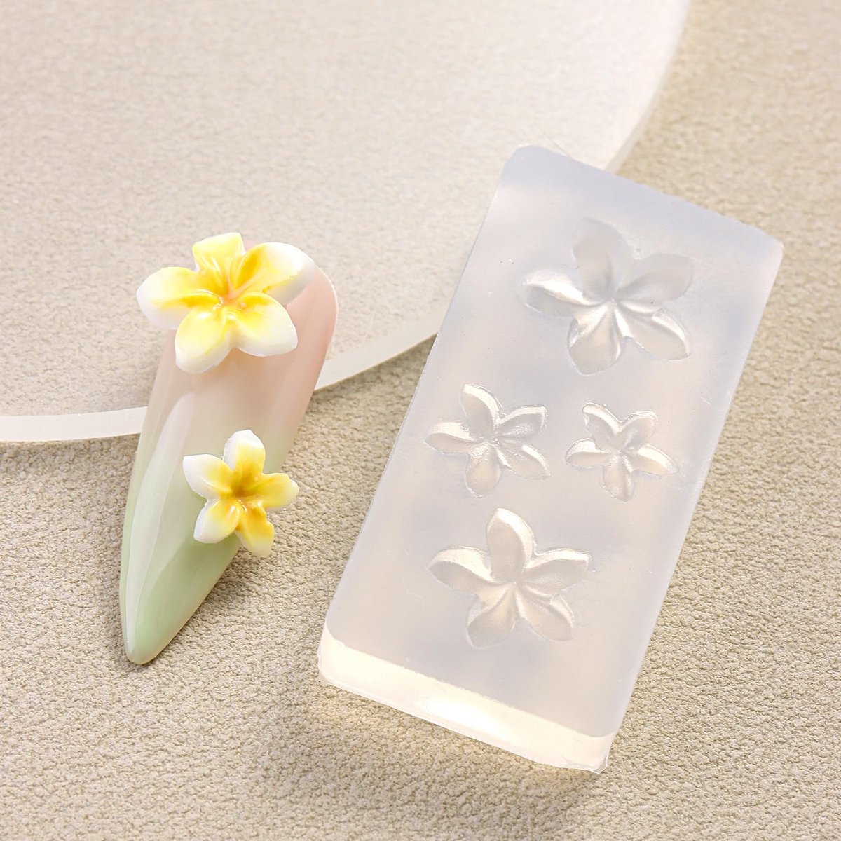 Furtherpretty 3PCS Nail Art Silicone Molds Set - Clear 3D Plumeria Flower & Ocean Seashell Nail Charm Molds with Carving Pen for DIY Manicure - görsel 9