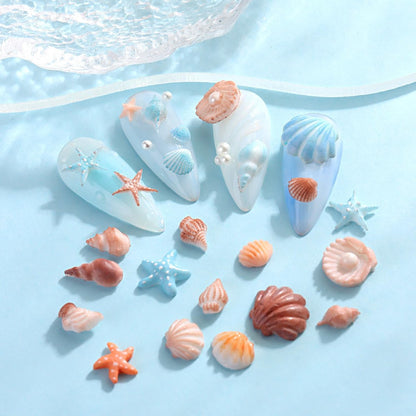 Furtherpretty 3PCS Nail Art Silicone Molds Set - Clear 3D Plumeria Flower & Ocean Seashell Nail Charm Molds with Carving Pen for DIY Manicure