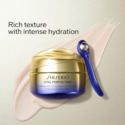 Shiseido Vital Perfection Uplifting and Firming Advanced Eye Cream – 15 mL with Massage Roller Tool Avelisse