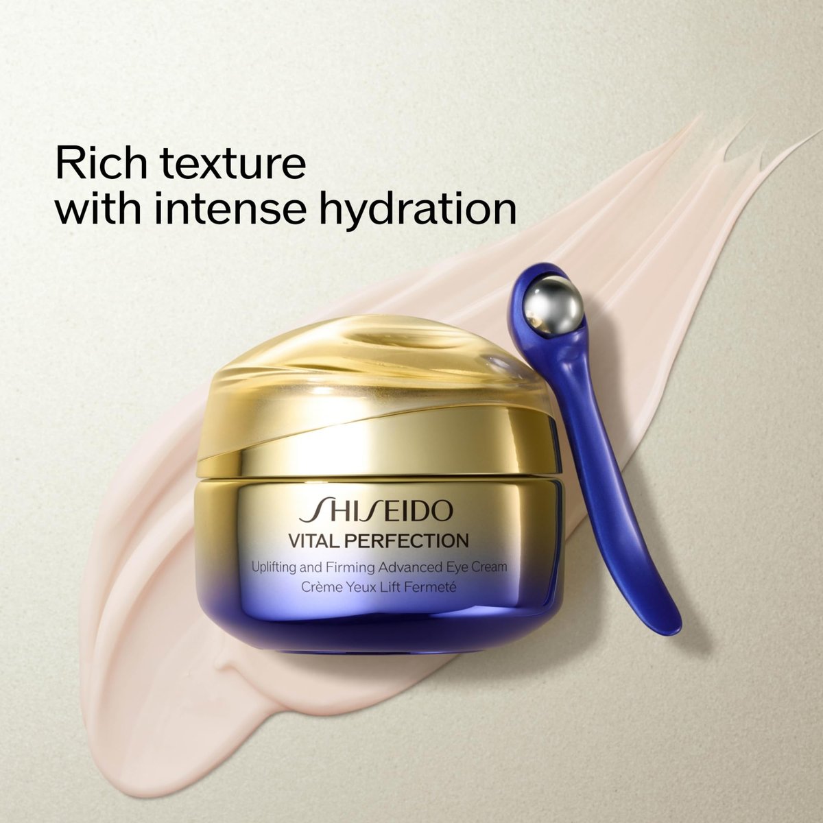 Shiseido Vital Perfection Uplifting and Firming Advanced Eye Cream – 15 mL with Massage Roller Tool Avelisse