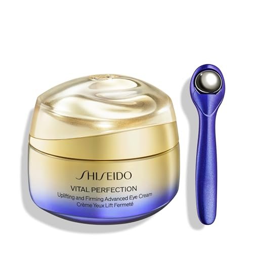 Shiseido Vital Perfection Uplifting and Firming Advanced Eye Cream – 15 mL with Massage Roller Tool Avelisse