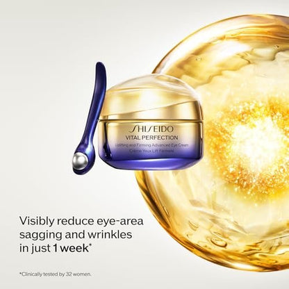 Shiseido Vital Perfection Uplifting and Firming Advanced Eye Cream – 15 mL with Massage Roller Tool Avelisse