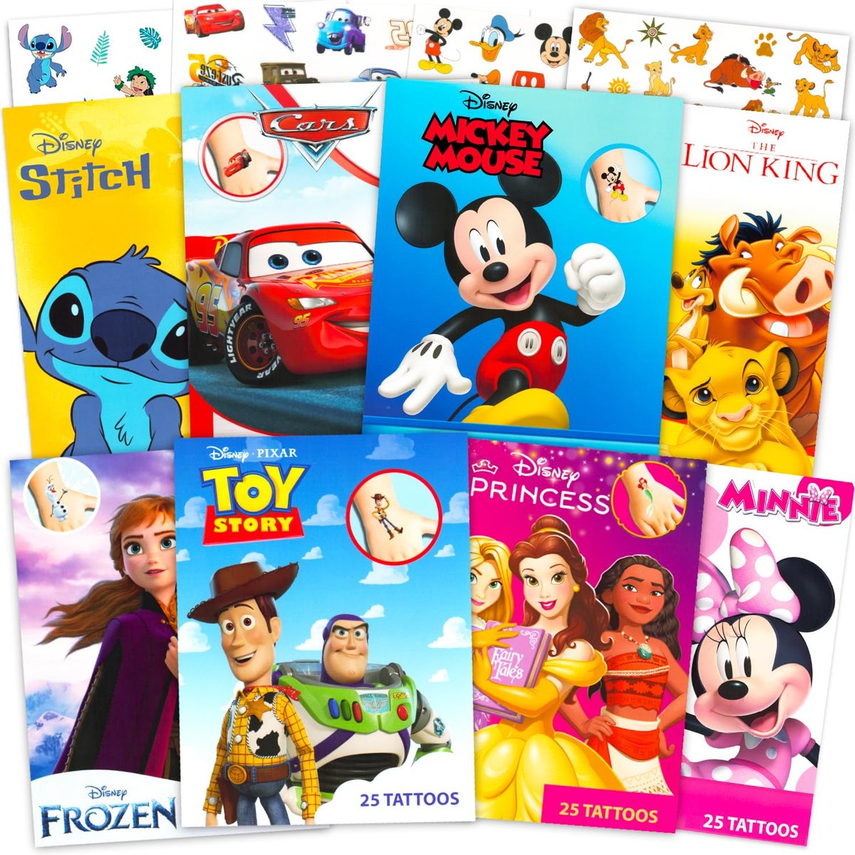 Disney Temporary Tattoos Mega Assortment – 200 Tattoos Featuring Princess, Toy Story, Mickey, Cars, Lion King, Stitch & More - görsel 2