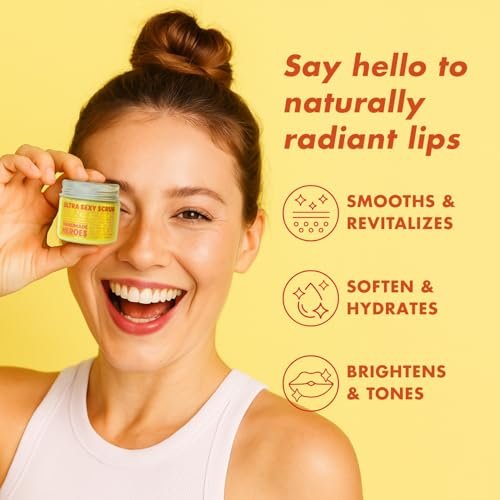 Handmade Heroes Turmeric Lip Scrub with Vitamin C – 100% Natural Vegan Exfoliant for Dark Dry Chapped Lips – Deep Conditioning Sugar Polish (1 oz) - görsel 4