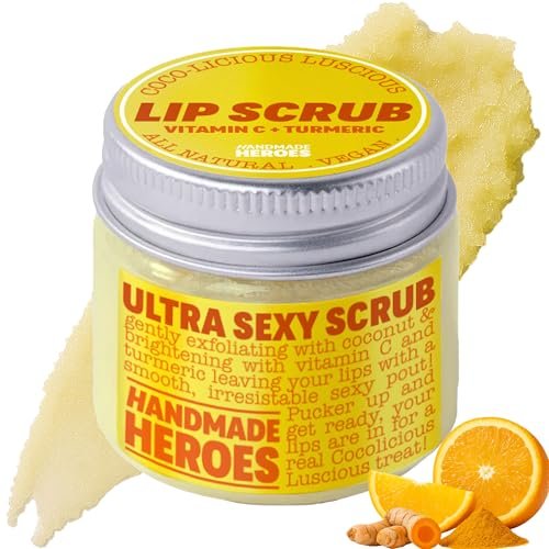 Handmade Heroes Turmeric Lip Scrub with Vitamin C – 100% Natural Vegan Exfoliant for Dark Dry Chapped Lips – Deep Conditioning Sugar Polish (1 oz) - görsel 2