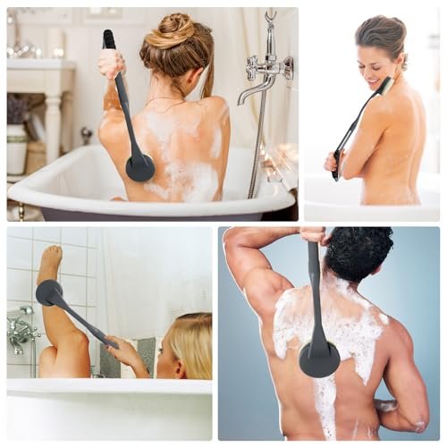 20.5" Anti-Slip Long Handle Back Scrubber for Shower - Detachable Heads with Stiff & Soft Bristles, Exfoliating Bath Brush for Women, Men, Elderly - görsel 12