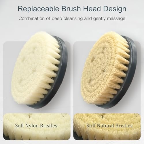 20.5" Anti-Slip Long Handle Back Scrubber for Shower - Detachable Heads with Stiff & Soft Bristles, Exfoliating Bath Brush for Women, Men, Elderly - görsel 4
