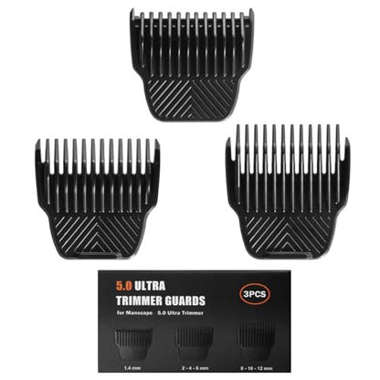 3 Professional Trimmer Guards Compatible with Manscaped Lawn Mower 5.0 Ultra – 7 Cutting Lengths from 1/18" to 1/2" Replacement Guards (Black) Avelisse