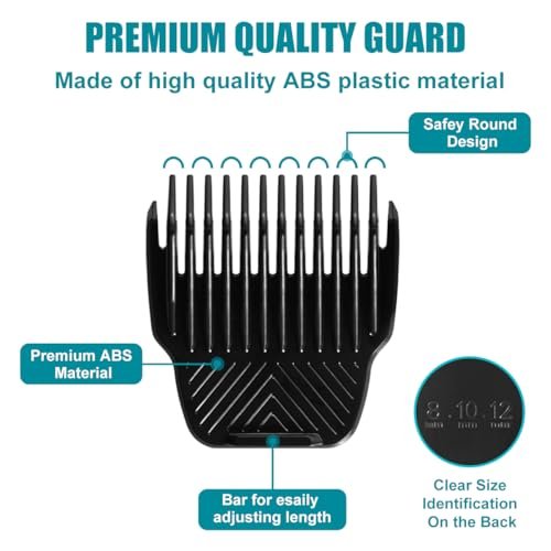 3 Professional Trimmer Guards Compatible with Manscaped Lawn Mower 5.0 Ultra – 7 Cutting Lengths from 1/18" to 1/2" Replacement Guards (Black) Avelisse