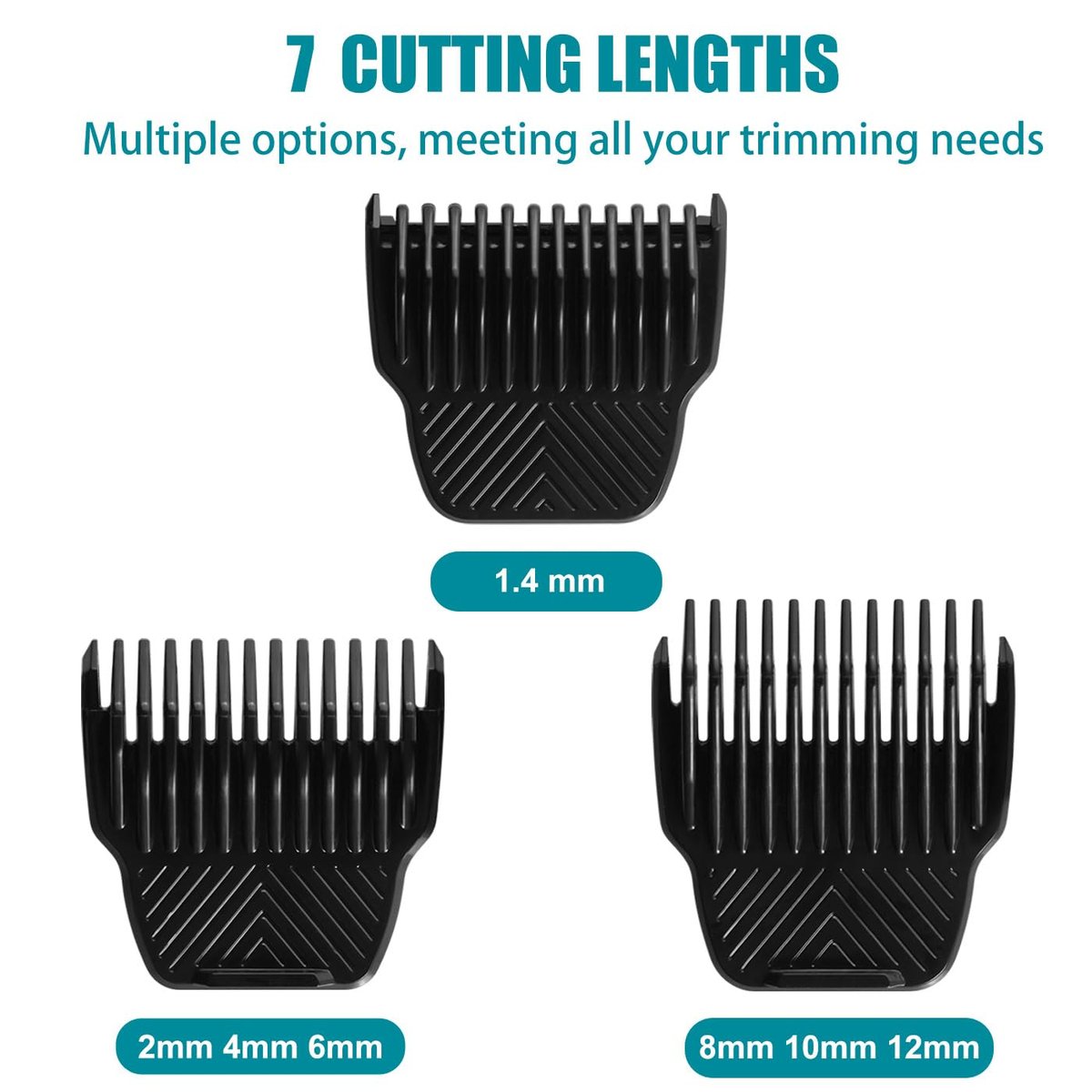 3 Professional Trimmer Guards Compatible with Manscaped Lawn Mower 5.0 Ultra – 7 Cutting Lengths from 1/18" to 1/2" Replacement Guards (Black) Avelisse