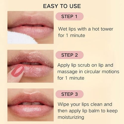 3-Piece Turmeric and Lemon Lip Scrub & Turmeric Lip Balm with Brush Set – Exfoliate, Nourish & Hydrate Dry, Chapped Lips