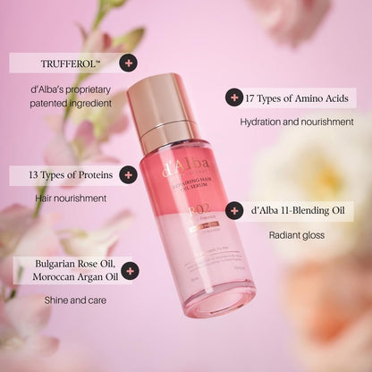 d'alba Piedmont Professional Repairing Hair Oil Serum - Silky & Glossy Hair, Lightweight Finish, Argan Oil & Amino Acid Complex, 2.54 fl oz Avelisse