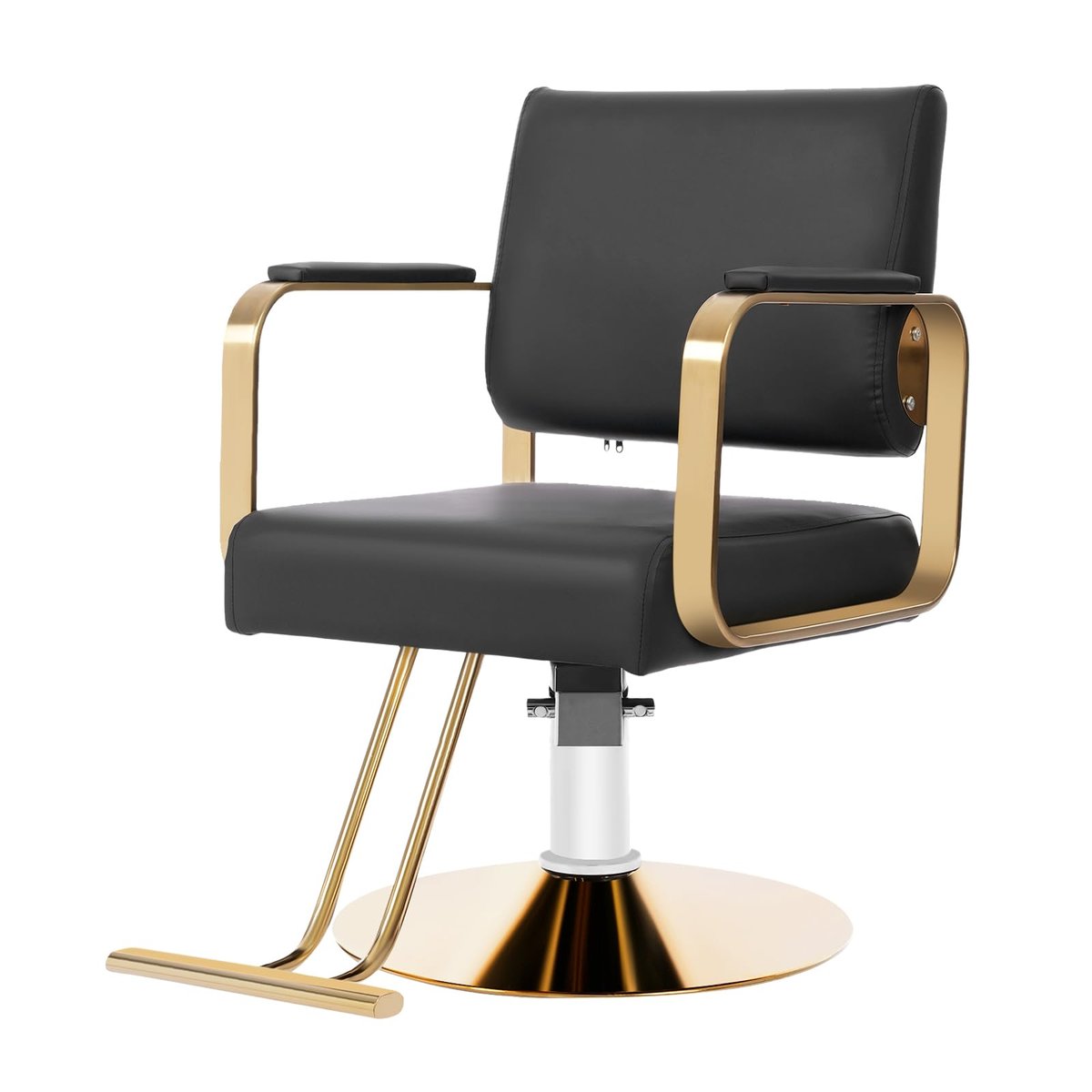 SJXHRFXY 360° Rotating Salon Chair – Heavy Duty Barber Chair with 440lbs Capacity, Adjustable Hydraulic PU Cushion, Black & Gold for Hair Stylist, Beauty Salon, Spa - görsel 1