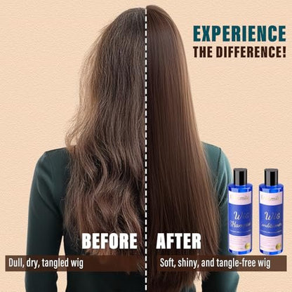 Luxury Wig Shampoo and Conditioner Set for Synthetic & Natural Hair Wigs | Sulfate-Free, Deeply Nourishes & Detangles, Enhances Radiant Shine & Softness, Prolongs Wig Lifespan - 2 Pack Avelisse