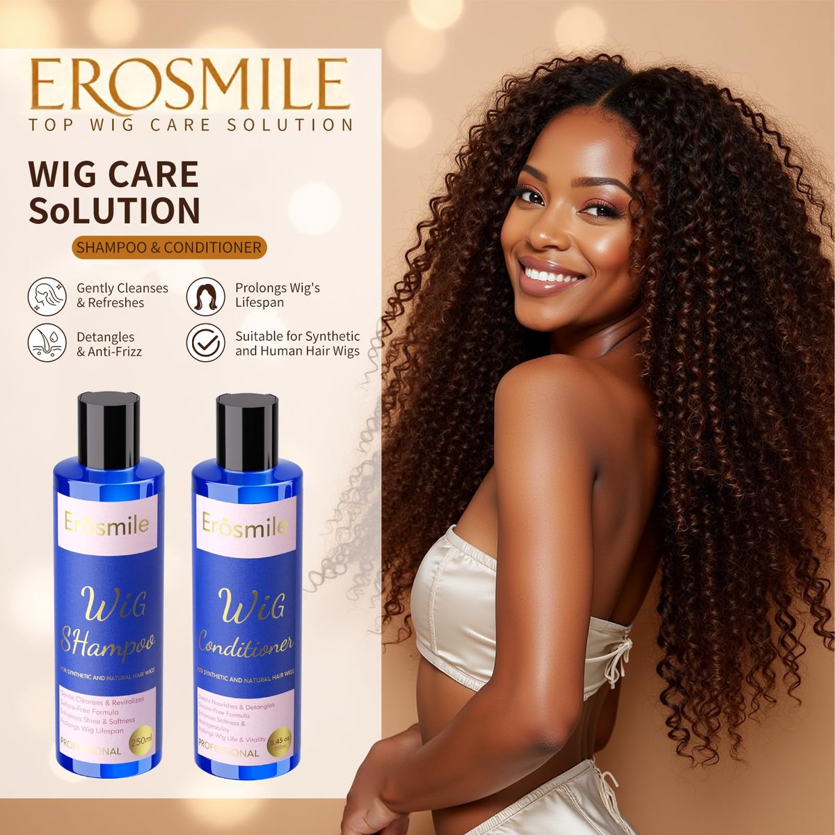 Luxury Wig Shampoo and Conditioner Set for Synthetic & Natural Hair Wigs | Sulfate-Free, Deeply Nourishes & Detangles, Enhances Radiant Shine & Softness, Prolongs Wig Lifespan - 2 Pack Avelisse