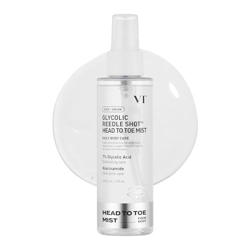 VT COSMETICS 7% Glycolic Acid Reedle Shot Head-to-Toe Mist with Niacinamide – Exfoliating Spray for Bumpy & Strawberry Skin, Dark Spots, Skin Texture, Keratosis Pilaris (4.05 fl oz) Avelisse