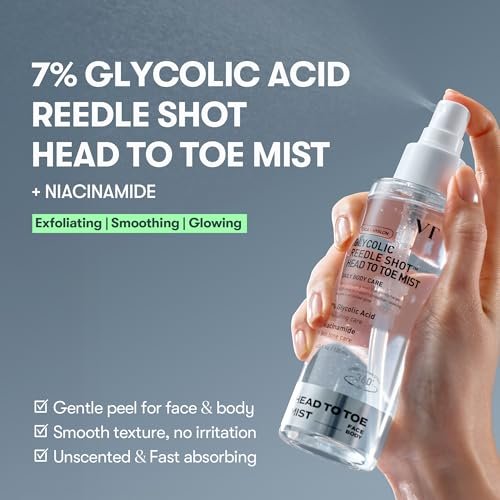 VT COSMETICS 7% Glycolic Acid Reedle Shot Head-to-Toe Mist with Niacinamide – Exfoliating Spray for Bumpy & Strawberry Skin, Dark Spots, Skin Texture, Keratosis Pilaris (4.05 fl oz) Avelisse