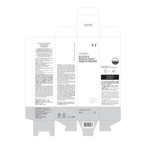 VT COSMETICS 7% Glycolic Acid Reedle Shot Head-to-Toe Mist with Niacinamide – Exfoliating Spray for Bumpy & Strawberry Skin, Dark Spots, Skin Texture, Keratosis Pilaris (4.05 fl oz) Avelisse