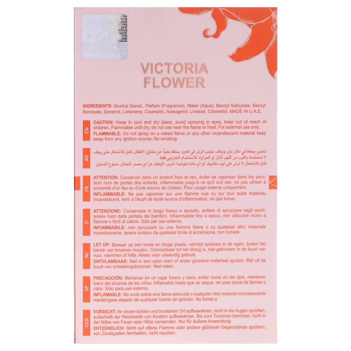 Victoria Flower - Rosa Lilium by Maison Alhambra for Women - 3.4 oz EDP Spray Avelisse