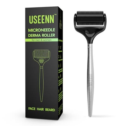 USEENN Ultra Wide Titanium Derma Roller 0.25mm - Microneedling Roller for Face, Hair, Beard, Scalp, Skin - Metal Handle for Women and Men Avelisse
