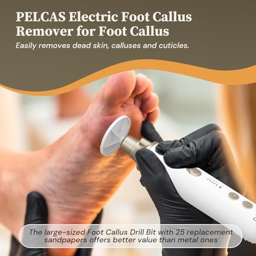 PELCAS 8-in-1 Cordless Nail Drill: Electric Nail Filer with LED Light & Foot Callus Remover - 5 Speeds, Rechargeable, Golden Avelisse