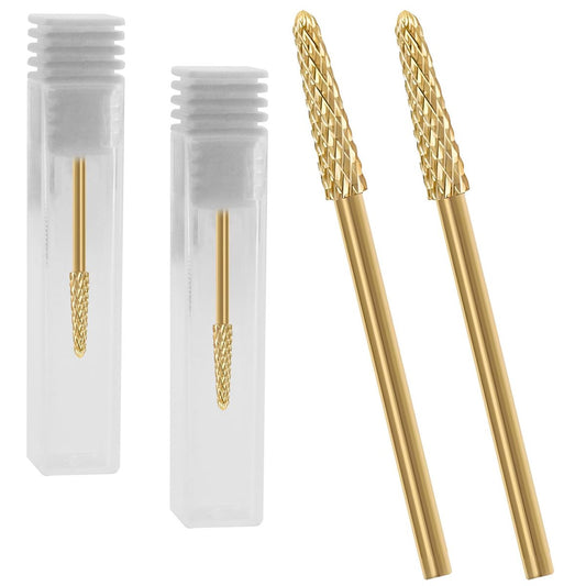 2Pcs 3/32" Cuticle Bit Gel Remover Drill Bit - Remove Dead Skin, Small Cone, Medium Grit Carbide, Professional Manicure Tool for Electric Nail Drills, Conical Accessories for Home Use & Nail Salons