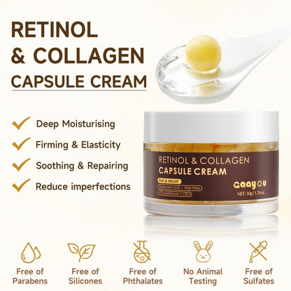 Gaayou Deep Retinol Collagen Capsule Cream - Anti Aging Face Moisturizer with Hyaluronic Acid for Day and Night, Firming & Wrinkle Reduction, 1.76 oz Avelisse