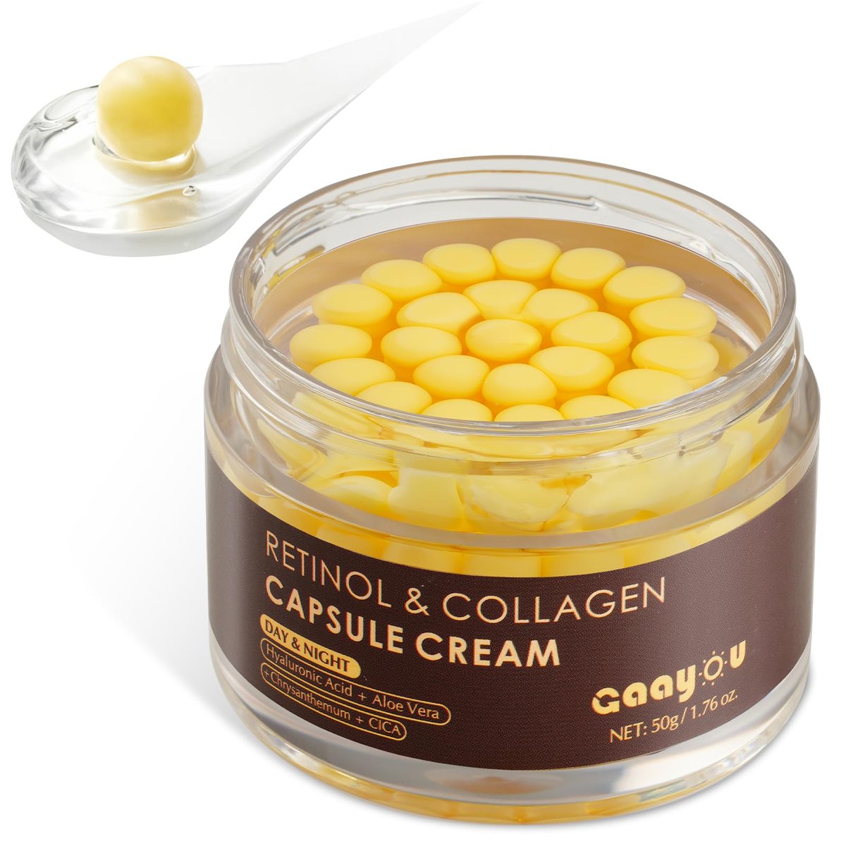 Gaayou Deep Retinol Collagen Capsule Cream - Anti Aging Face Moisturizer with Hyaluronic Acid for Day and Night, Firming & Wrinkle Reduction, 1.76 oz Avelisse
