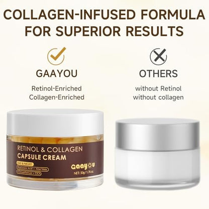 Gaayou Deep Retinol Collagen Capsule Cream - Anti Aging Face Moisturizer with Hyaluronic Acid for Day and Night, Firming & Wrinkle Reduction, 1.76 oz Avelisse