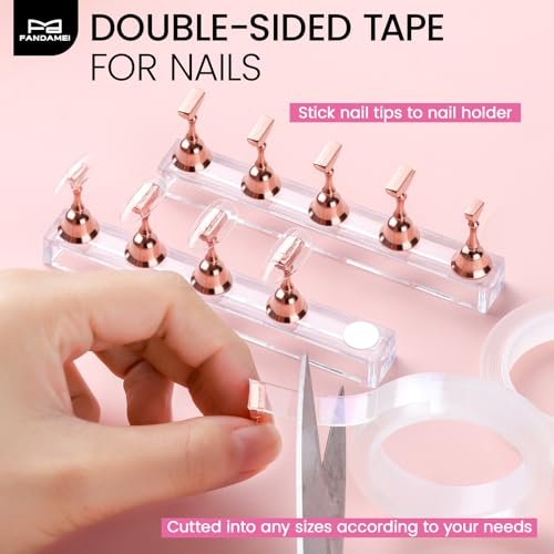 Fandamei Metallic Nail Stand - Rose Gold Nail Holder for Painting Press On Nails, Nail Art Tools, Acrylic Nail Stand - görsel 10