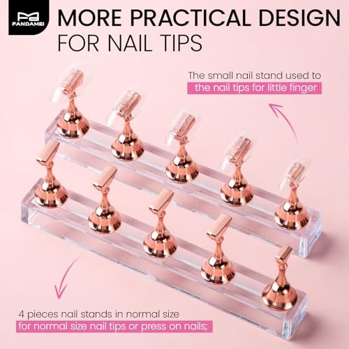 Fandamei Metallic Nail Stand - Rose Gold Nail Holder for Painting Press On Nails, Nail Art Tools, Acrylic Nail Stand - görsel 8