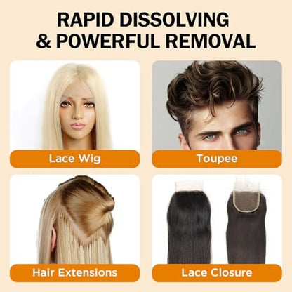 Tape in Extension Hair Glue Remover Spray - Fast Acting Two Steps System Remover for Wig and Tape in Hair Extensions - Includes Hair Comb, Rat Tail Comb, and Hair Clips Set Avelisse