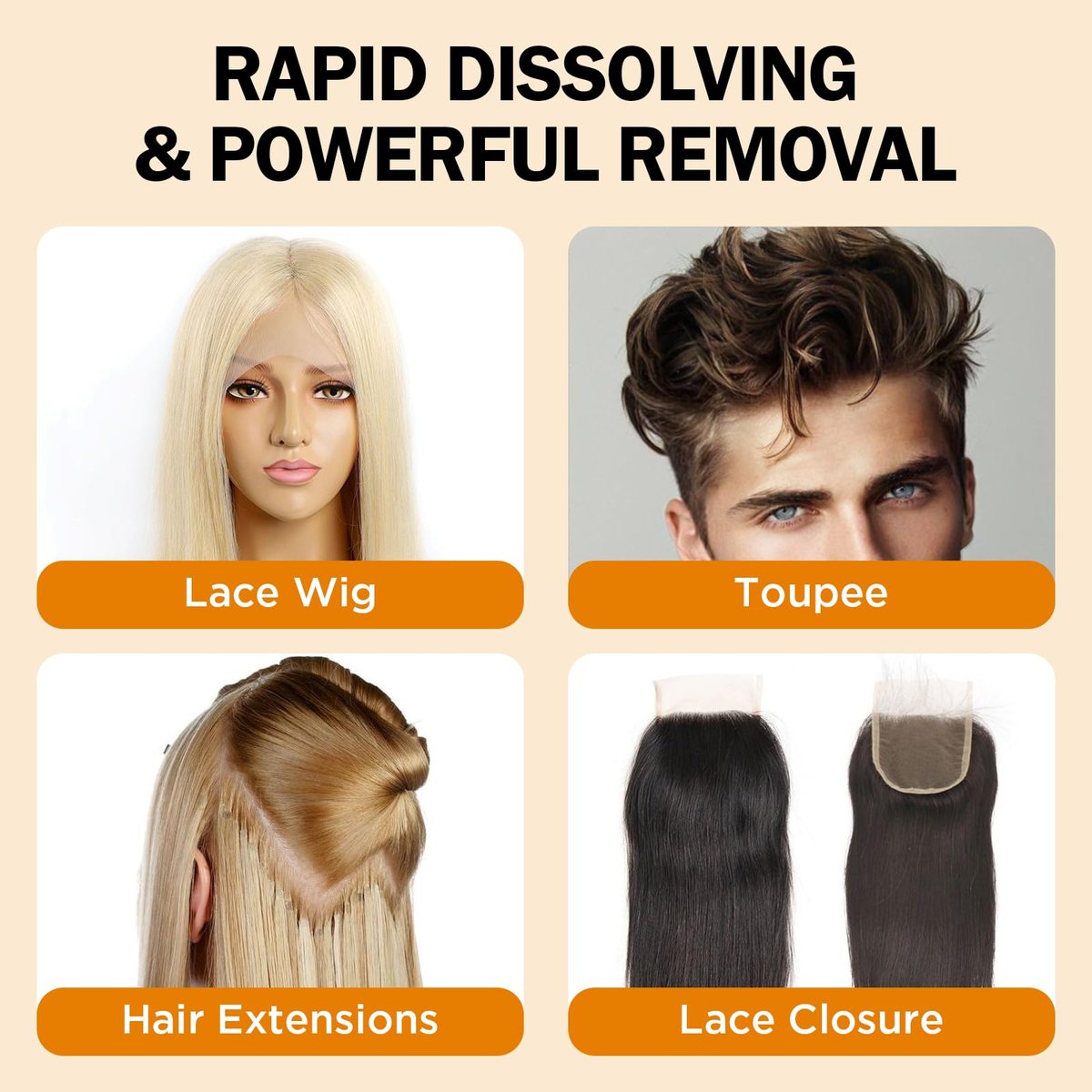 Tape in Extension Hair Glue Remover Spray - Fast Acting Two Steps System Remover for Wig and Tape in Hair Extensions - Includes Hair Comb, Rat Tail Comb, and Hair Clips Set Avelisse