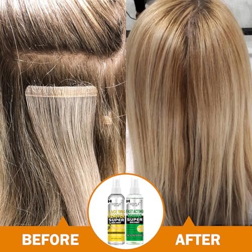 Tape in Extension Hair Glue Remover Spray - Fast Acting Two Steps System Remover for Wig and Tape in Hair Extensions - Includes Hair Comb, Rat Tail Comb, and Hair Clips Set Avelisse
