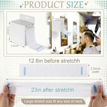 Marspark 5 Rolls Barber Paper Neck Strips with Hanging Dispenser - Professional Stretchy Paper Neck Tape for Hair Salons & Barbershops