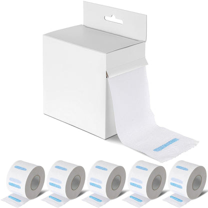 Marspark 5 Rolls Barber Paper Neck Strips with Hanging Dispenser - Professional Stretchy Paper Neck Tape for Hair Salons & Barbershops