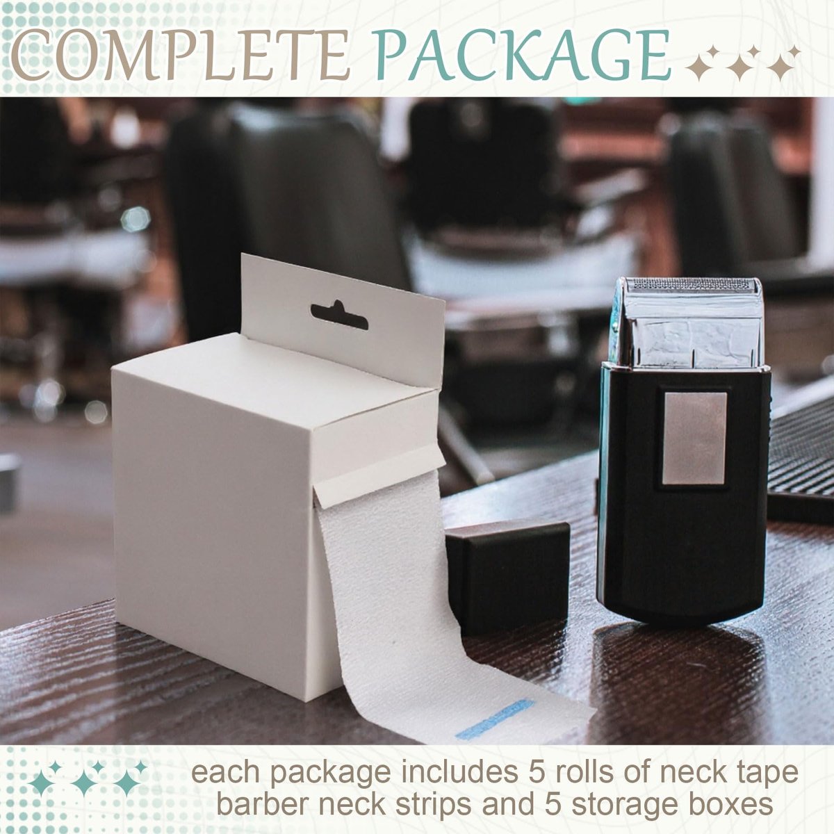 Marspark 5 Rolls Barber Paper Neck Strips with Hanging Dispenser - Professional Stretchy Paper Neck Tape for Hair Salons & Barbershops - görsel 6
