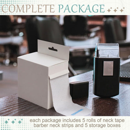 Marspark 5 Rolls Barber Paper Neck Strips with Hanging Dispenser - Professional Stretchy Paper Neck Tape for Hair Salons & Barbershops