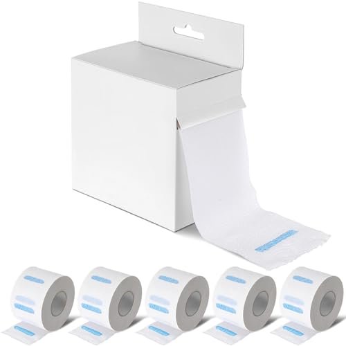 Marspark 5 Rolls Barber Paper Neck Strips with Hanging Dispenser - Professional Stretchy Paper Neck Tape for Hair Salons & Barbershops - görsel 1